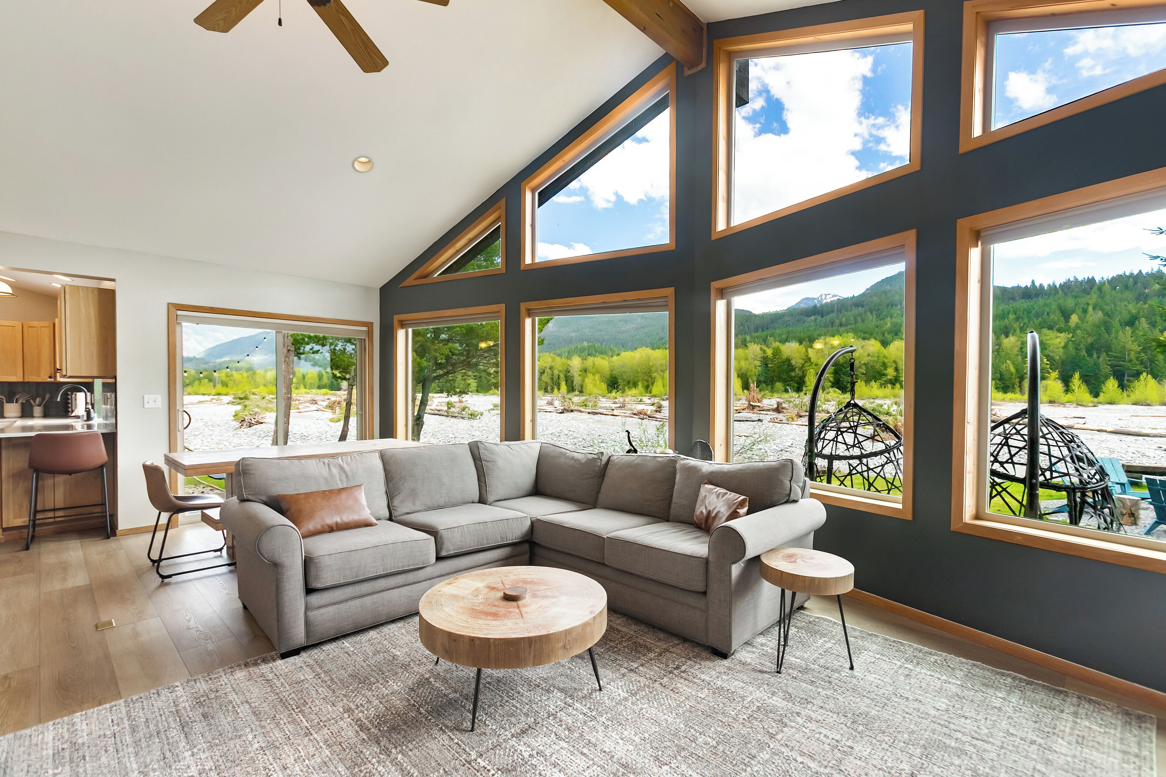 Smart TV, chimenea y libros 