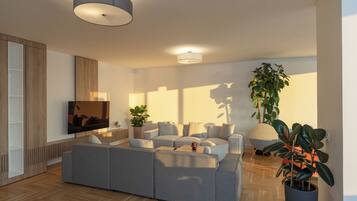 Deluxe Suite, Sea View | Living area