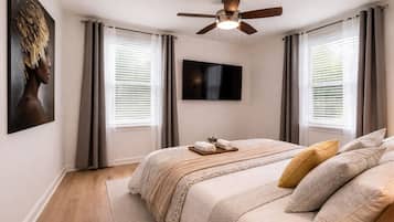 2 bedrooms, iron/ironing board, free WiFi, bed sheets