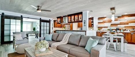 Smart TV, fireplace, video games, table football