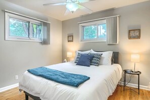 4 sovrum, strykjärn/strykbräda och sängkläder