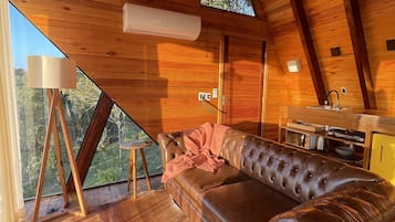 Deluxe Cabin, 1 Queen Bed, Mountain View | Living area