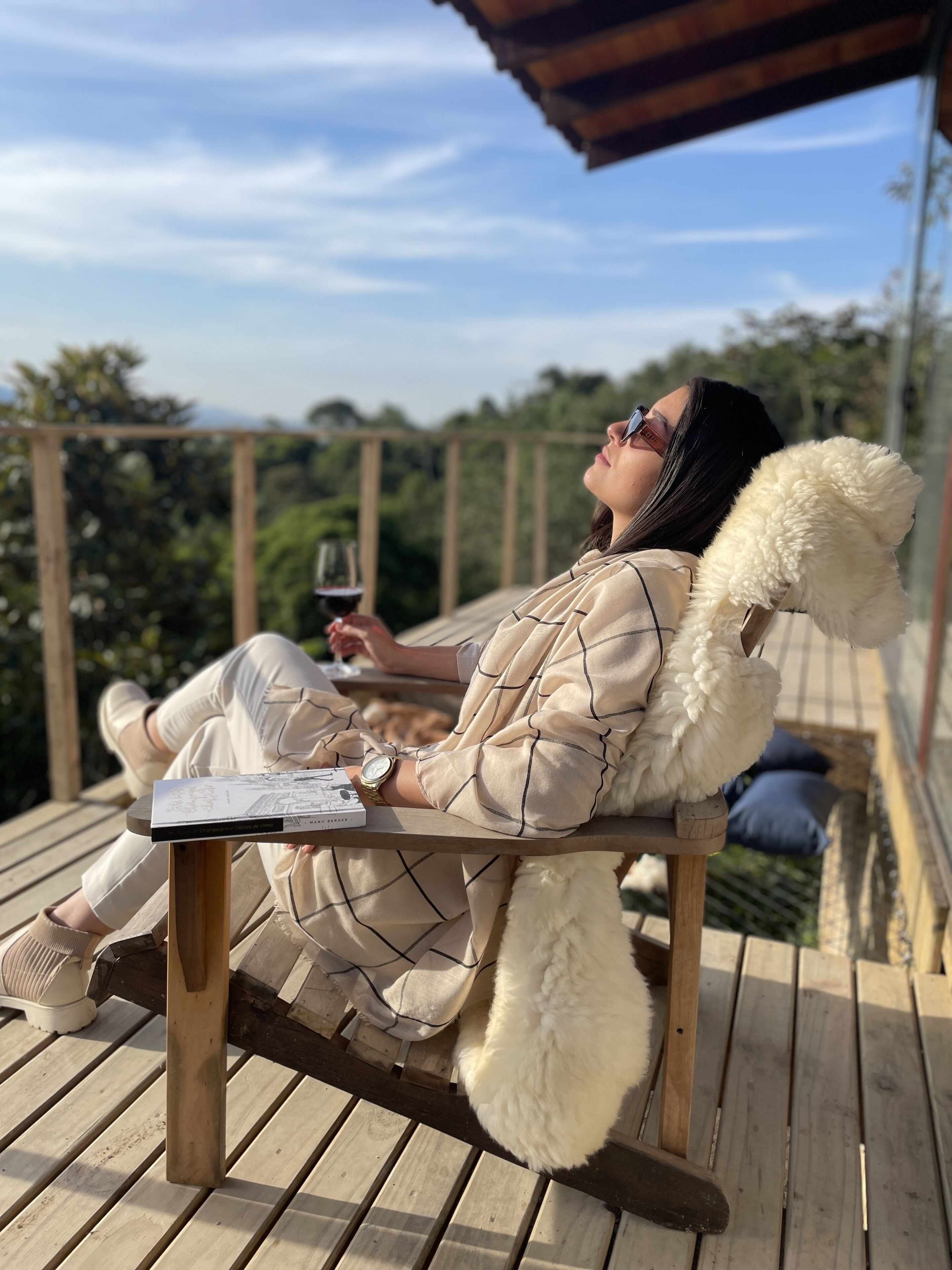 Cabana luxo, 1 cama Queen, vista para a montanha | Varanda coberta