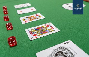 Enjoy a game of cards in the comfort of your room, complete with a felt playing surface and all the essentials.