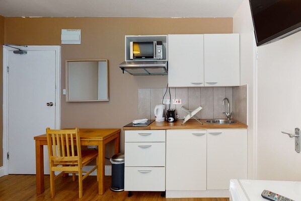 Microwave, oven, stovetop, electric kettle