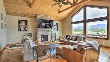 TV, fireplace, DVD player, foosball