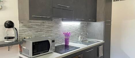 Réfrigérateur, micro-ondes, four, plaque de cuisson