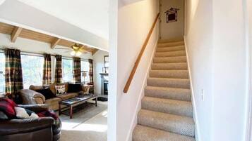 Smart TV, fireplace, DVD player