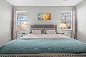 4 bedrooms, desk, iron/ironing board, travel cot