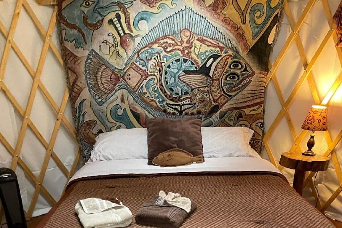 Queen Yurt, Shared Bathroom, Halibut Hut, Yurt Village Location