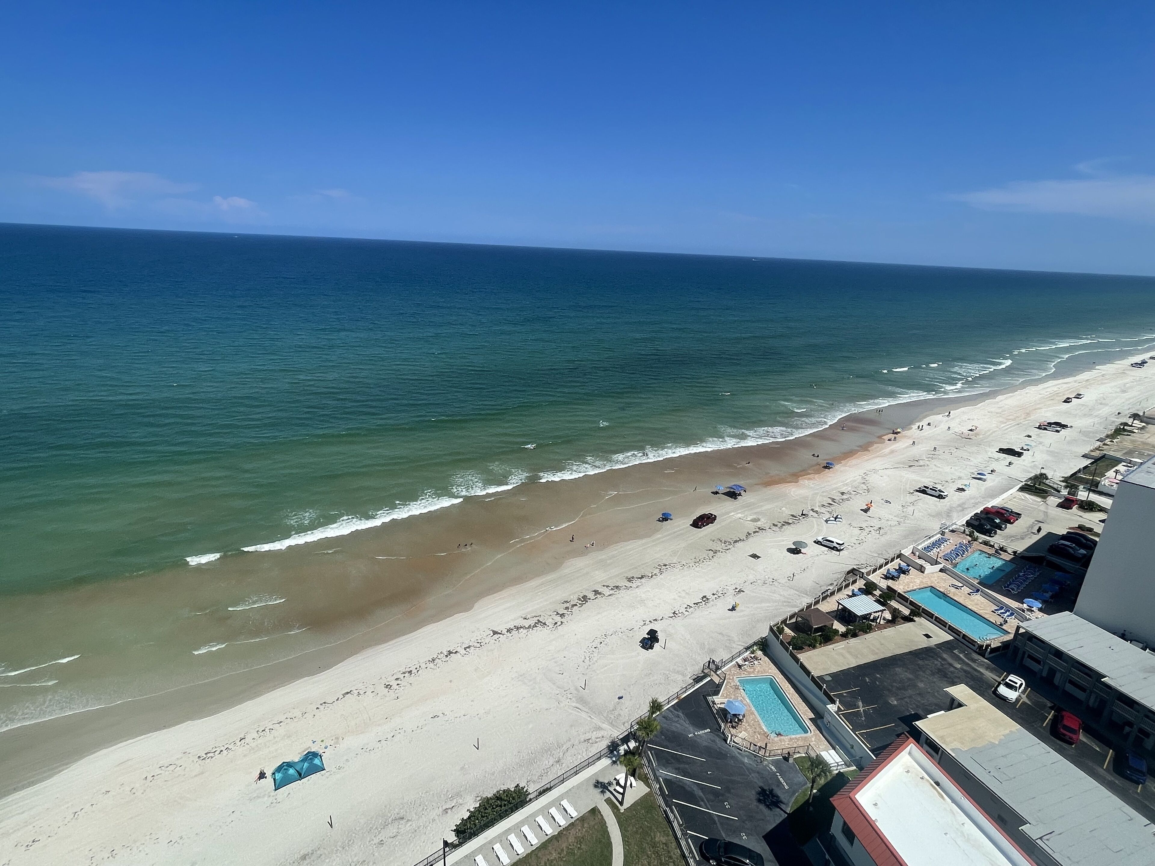 On the beach, sun loungers, beach towels