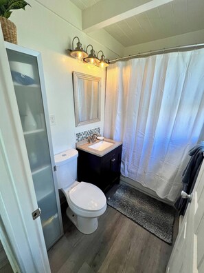 Combined shower/tub, hair dryer - Charming Garden Oasis, Walkable, Laundry, Parking, 1 BR (Belmont)