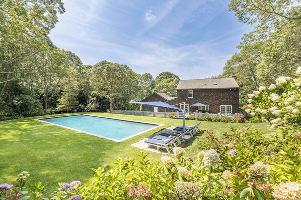 Outdoor pool - Luxury Sag Harbor Village Estate Pool & Spa (Sag Harbor)