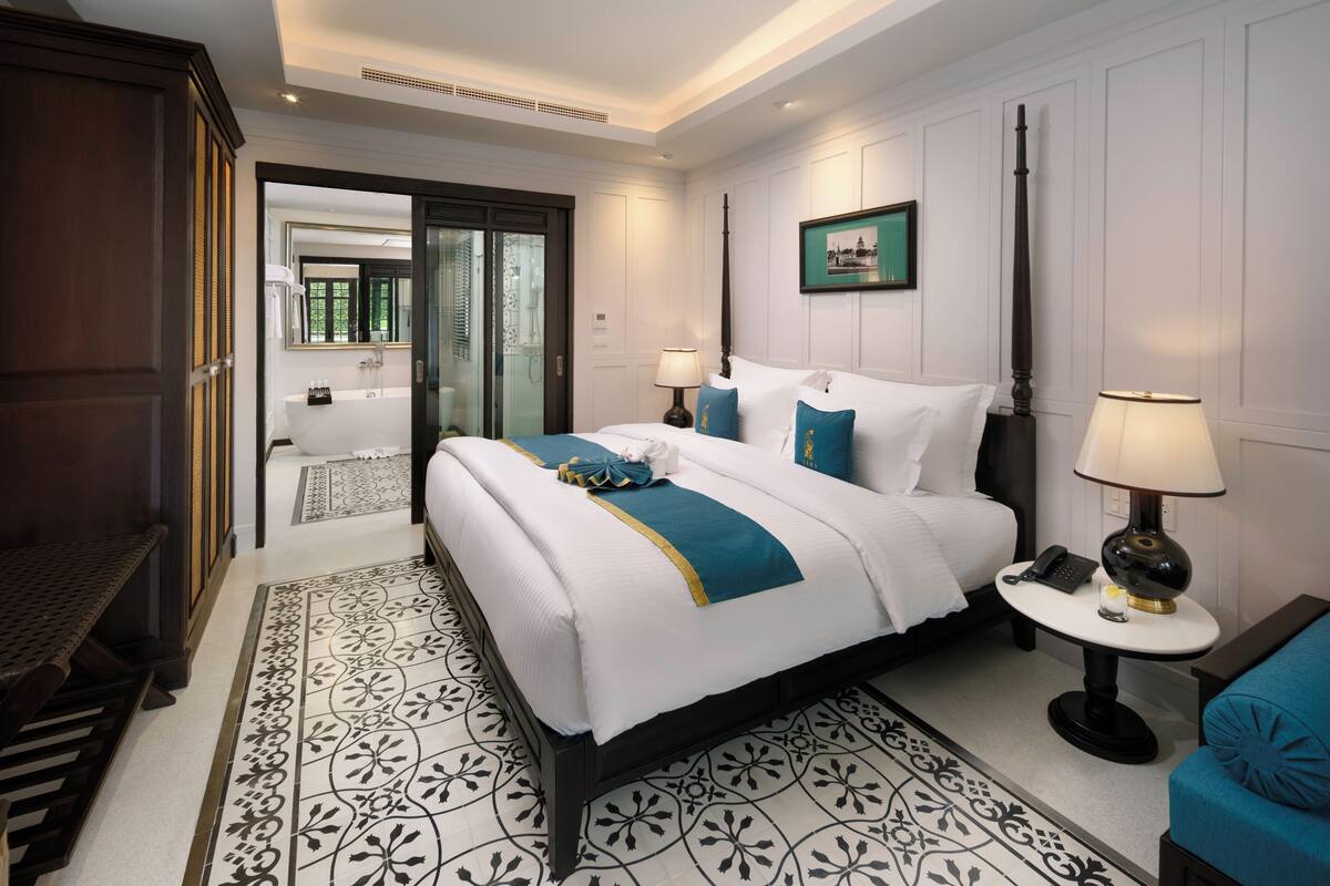 Siri Deluxe Pool View | Bộ trải giường bằng vải cotton Ai Cập, bộ đồ giường cao cấp 