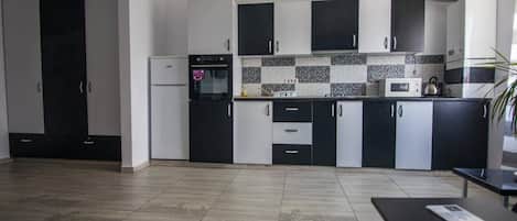 Studio, 1 Queen Bed with Sofa bed | Private kitchen | Fridge, microwave, oven, stovetop
