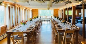 Banquet hall - 100+ Acres and Renovated Barn for Retreats, Small Weddings, Large Groups (Greensboro Bend)