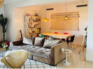 Living area - Superb apartment in residence with swimming pool (Marrakech)