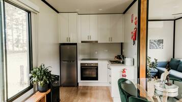 Full-sized fridge, microwave, oven, stovetop