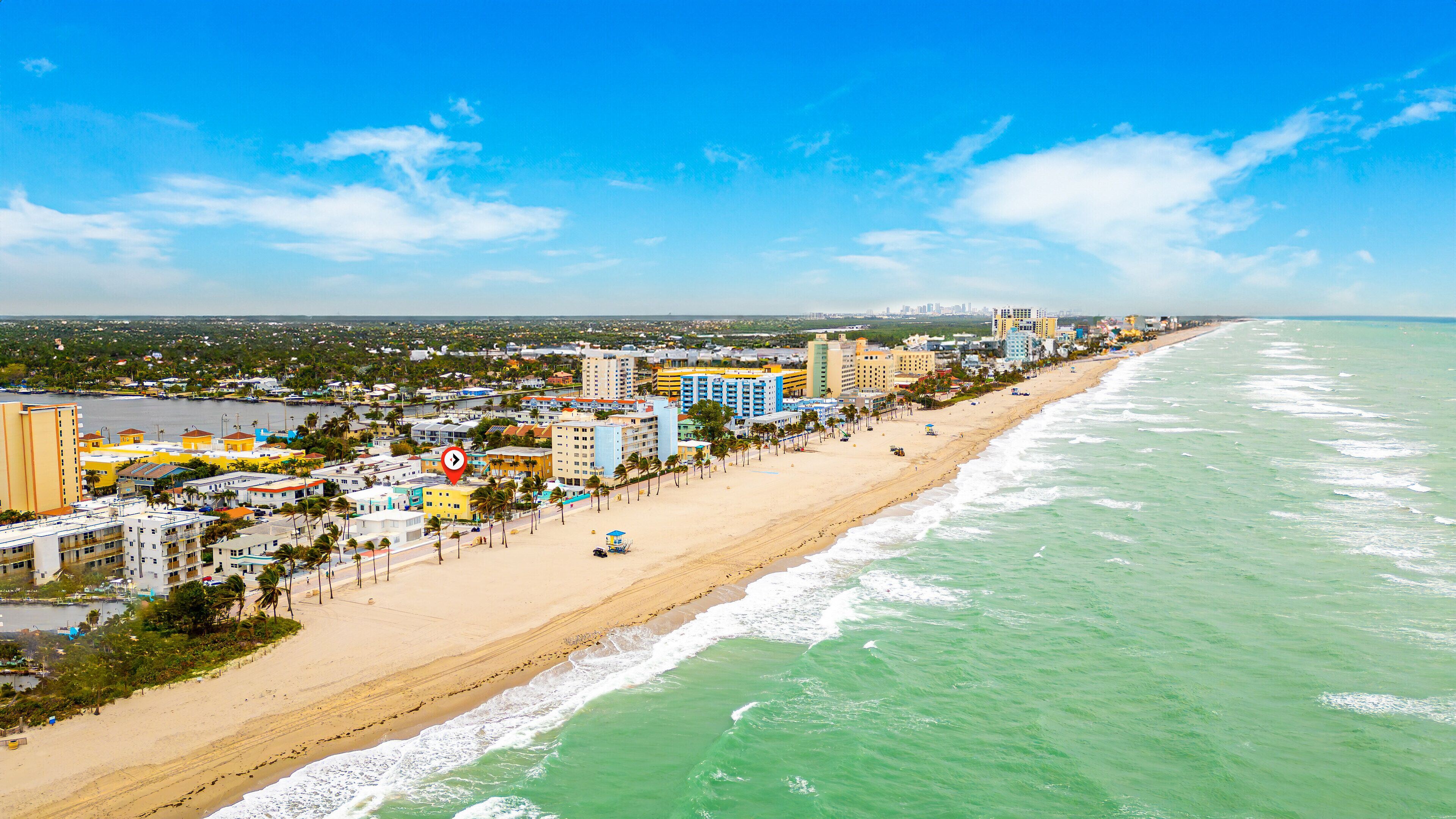 On the beach, sun loungers, beach towels