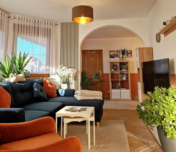 Smart TV, DVD player, livros, videoteca