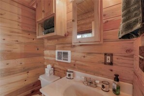 Combined shower/bathtub, hair dryer