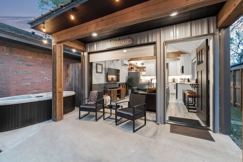 HOT TUB! Tiny Home with one feature you won't find anywhere else...