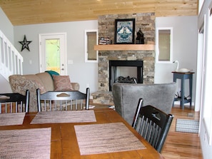 Fireplace, foosball