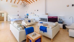 テレビ、暖炉、DVD プレーヤー、ステレオ