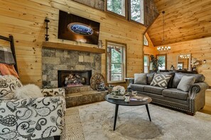 Smart TV, fireplace, video games, foosball