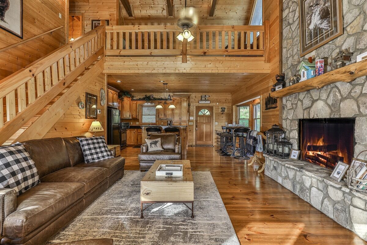 Flat-screen TV, fireplace, video games