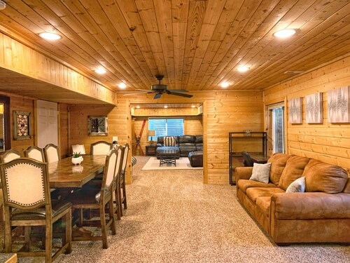 Cozy Cabin Themed Basement