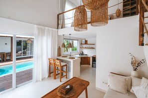 Villa, 2 Bedrooms | Living room | 43-inch Smart TV with cable channels, TV - Sun & Moon Villa (Canggu)