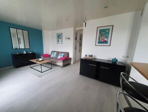 TV, DVD player, books, video library