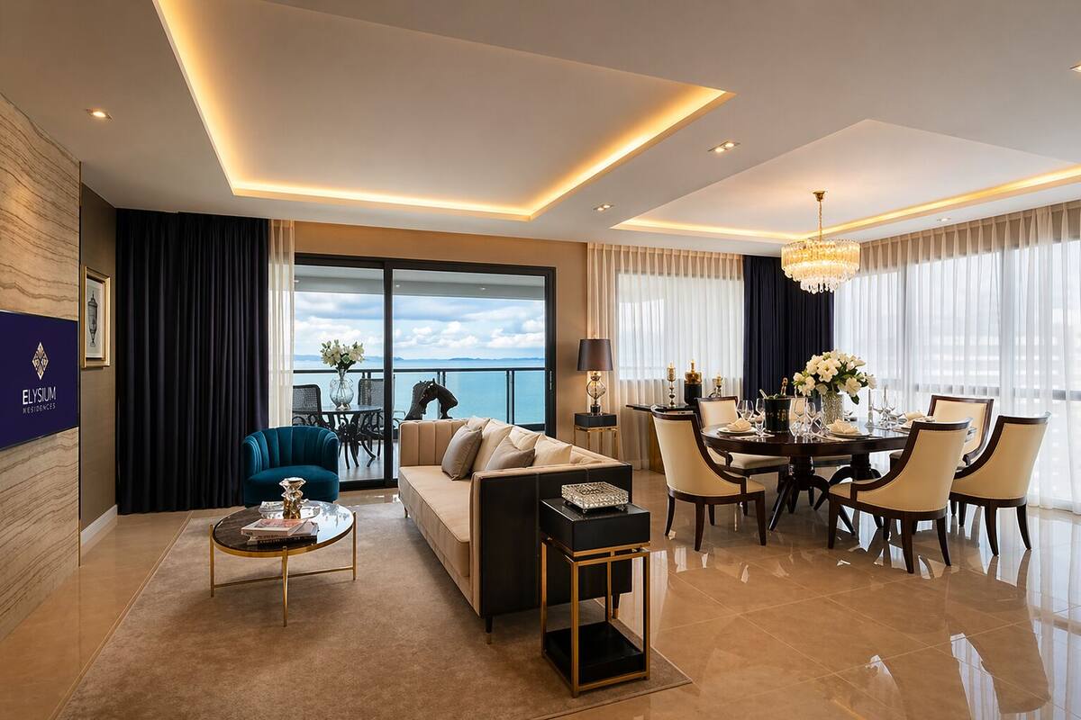Grande Deluxe 2 bedroom Seaview suite | Ruang tamu | TV Pintar 