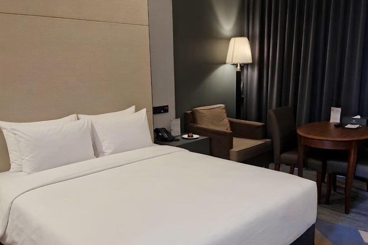 Desk, blackout curtains, iron/ironing board (on request), free WiFi