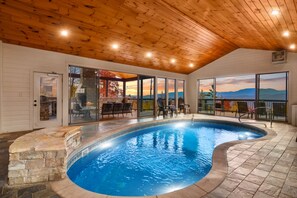 Pool - Luxury 10BR/12BA Cabin w/Indoor Pool, 2 Hot Tubs, Arcade, & Theater! Mountain Views! (Sevierville)
