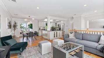 Télévision, cheminée, livres, espaces bureaux