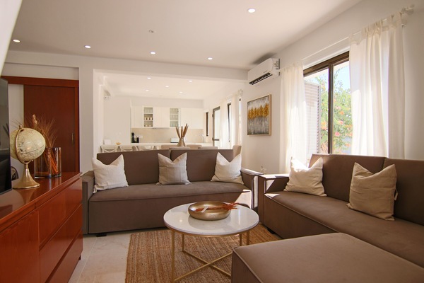 Luxury Apartment | Living area | 43-inch Smart TV with digital channels, TV