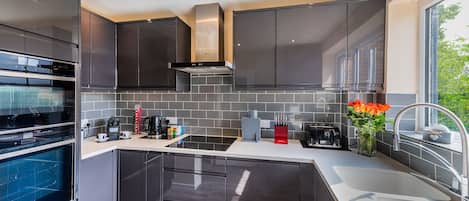 Apartment | Private kitchen | Fridge, microwave, oven, stovetop