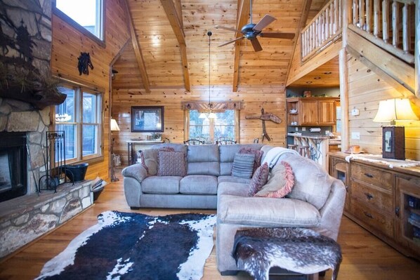 TV, fireplace, DVD player, foosball