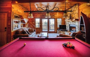 TV, fireplace, video games, offices