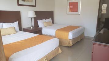 Desk, blackout curtains, free WiFi, bed sheets