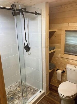 Shower, hair dryer, towels, soap - 2BR/2BA, Clean, Comfy & Steps from Dining & Sound w/ Tesla charging station  (Emerald Isle)