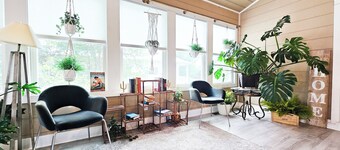 Boho, plant-filled home w/ wood + leather touches, 3 beds, 2 baths, super clean.