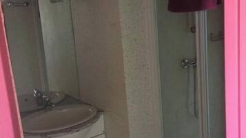 Shower, hair dryer, toilet paper