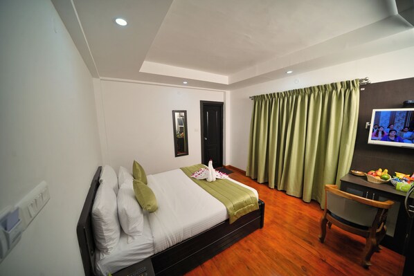 Premium bedding, desk, free WiFi, bed sheets