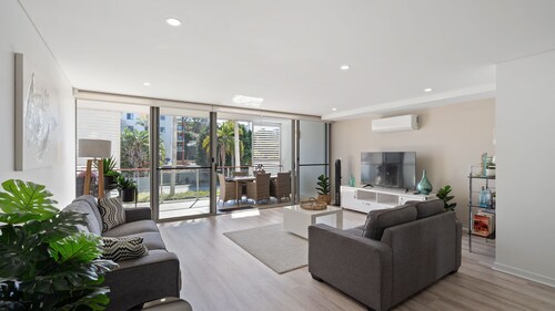 Riverside luxury apartment across two levels at Waterline.