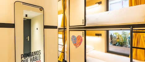 Blackout curtains, soundproofing, free WiFi, bed sheets