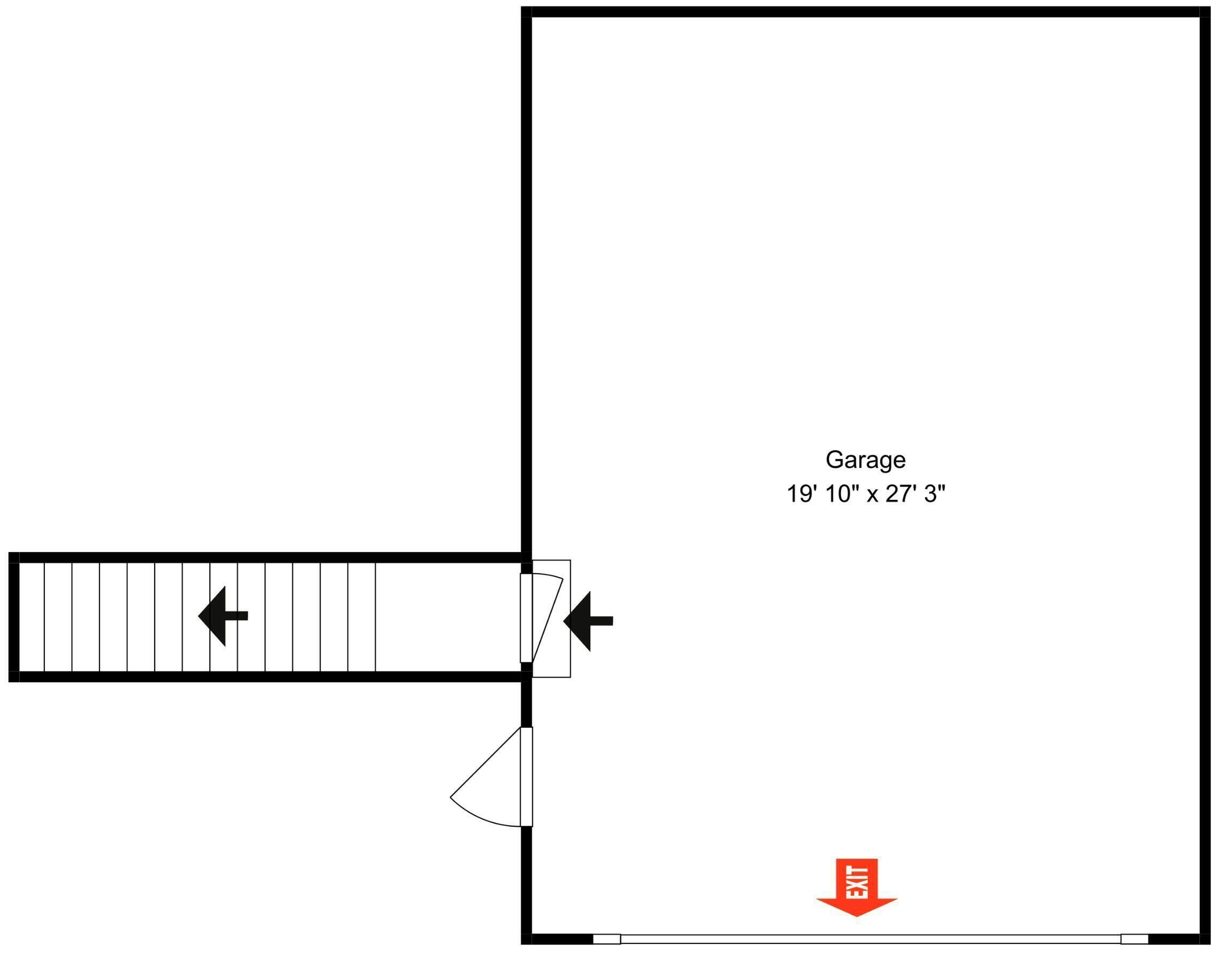 Un plan d’étage comprenant un garage de 6,05 m x 8,31 m.