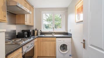 Fridge, microwave, oven, electric kettle